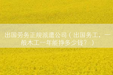出国劳务正规派遣公司（出国务工，一般木工一年能挣多少钱？）