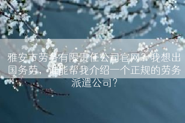 雅安市劳务有限责任公司官网？我想出国务劳，谁能帮我介绍一个正规的劳务派遣公司？