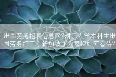 出国劳务招聘信息网?对于大学本科生出国劳务打工（新加坡）大家都如何看待?