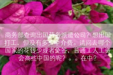 商务部查询出国劳务派遣公司？想出国打工，但没有多少中介费。请问去哪个国家的花钱少或者免签，普通工人工资会高些中国的呢？。。在中？