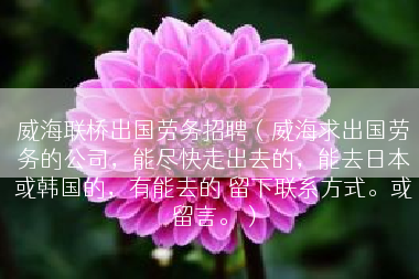 威海联桥出国劳务招聘（威海求出国劳务的公司，能尽快走出去的，能去日本或韩国的，有能去的 留下联系方式。或留言。）