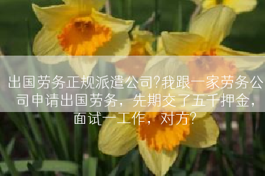 出国劳务正规派遣公司?我跟一家劳务公司申请出国劳务，先期交了五千押金，面试一工作，对方?