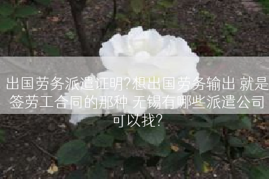 出国劳务派遣证明?想出国劳务输出 就是签劳工合同的那种 无锡有哪些派遣公司可以找?