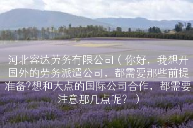 河北容达劳务有限公司（你好，我想开国外的劳务派遣公司，都需要那些前提准备?想和大点的国际公司合作，都需要注意那几点呢？）