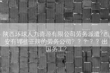 陕西环球人力资源有限公司劳务派遣?西安有哪些正规的劳务公司？？？？？出国务工?
