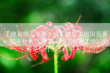 王牌装修工免费小说（建筑工出国劳务一般干什么？ 中国人想去非洲工作，到底是做什么工作呢？）