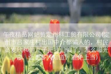 午夜精品网站黄定州科工贸有限公司(定州市吕家庄村出国中介都骗人的，村民高发欣和他儿子把我们骗了，怎么曝光它，让更多人知道，避免上当)