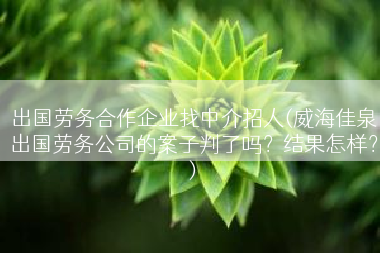 出国劳务合作企业找中介招人(威海佳泉出国劳务公司的案子判了吗？结果怎样？)