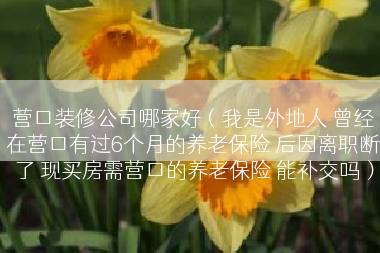 营口装修公司哪家好（我是外地人 曾经在营口有过6个月的养老保险 后因离职断了 现买房需营口的养老保险 能补交吗）