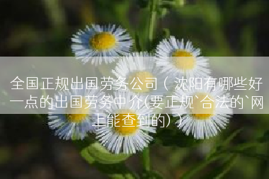 全国正规出国劳务公司（沈阳有哪些好一点的出国劳务中介(要正规`合法的`网上能查到的)）