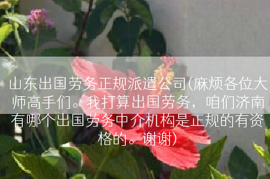 山东出国劳务正规派遣公司(麻烦各位大师高手们。我打算出国劳务，咱们济南有哪个出国劳务中介机构是正规的有资格的。谢谢)