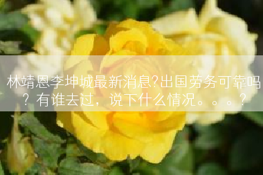 林靖恩李坤城最新消息?出国劳务可靠吗？有谁去过，说下什么情况。。。?