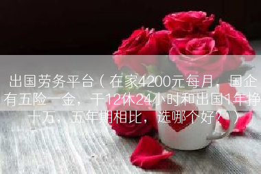 出国劳务平台（在家4200元每月，国企有五险一金，干12休24小时和出国1年挣十万，五年期相比，选哪个好？）
