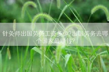 针灸师出国劳务工资多少?出国劳务去哪个国家最赚钱?