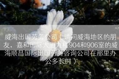 威海出国劳务公司（请问威海地区的朋友，嘉和国际大厦九楼904和906室的威海顺昌国际出国劳务咨询公司在那里办公多长时）