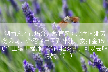 湖南人才市场公共教育网（湖南国湘劳务公司，介绍我出国到非洲，交押金1500作土建工程师，我已42岁，，可以去吗？请教了？）