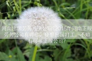 河南出国劳务派遣公司?2016年河南正规劳务公司有哪些，我想出国打工，不知有哪些正规公司?
