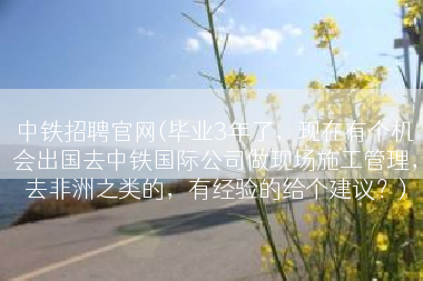 中铁招聘官网(毕业3年了，现在有个机会出国去中铁国际公司做现场施工管理，去非洲之类的，有经验的给个建议？)