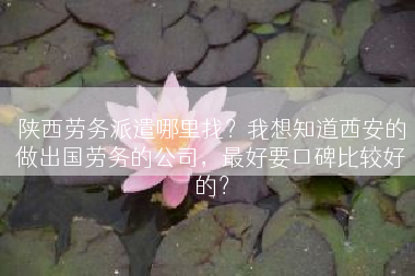 陕西劳务派遣哪里找？我想知道西安的做出国劳务的公司，最好要口碑比较好的？