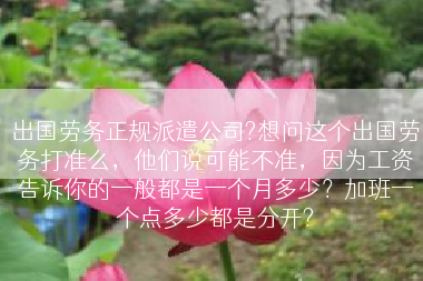 出国劳务正规派遣公司?想问这个出国劳务打准么，他们说可能不准，因为工资告诉你的一般都是一个月多少？加班一个点多少都是分开?