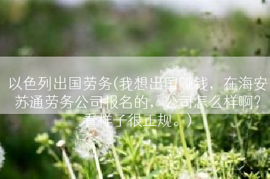 以色列出国劳务(我想出国赚钱，在海安苏通劳务公司报名的，公司怎么样啊？看样子很正规。)