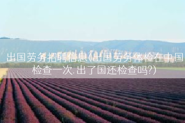 出国劳务招聘信息(出国劳务体检在中国检查一次.出了国还检查吗?)