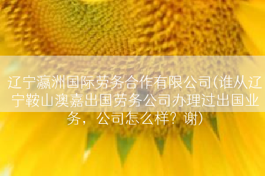 辽宁瀛洲国际劳务合作有限公司(谁从辽宁鞍山澳嘉出国劳务公司办理过出国业务，公司怎么样？谢)