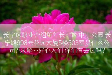 长宁区职业介绍所？长宁区 中山公园 长宁路998号花园大厦5楼503室是什么公司? 求解~~好心人们 你们有去过吗？