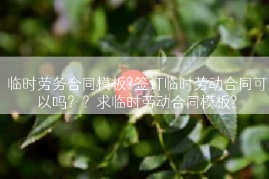 临时劳务合同模板?签订临时劳动合同可以吗？？求临时劳动合同模板?