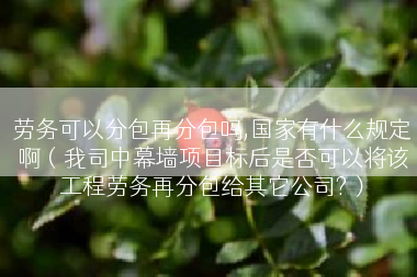 劳务可以分包再分包吗,国家有什么规定啊（我司中幕墙项目标后是否可以将该工程劳务再分包给其它公司?）