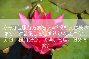 劳务分包服务方案怎么写?投标文件技术部分，对总承包管理的认识以及对专业分包工程的配合、协调、管理、服务方案?