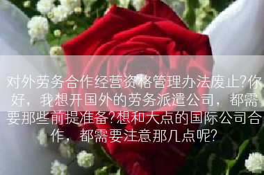 对外劳务合作经营资格管理办法废止?你好，我想开国外的劳务派遣公司，都需要那些前提准备?想和大点的国际公司合作，都需要注意那几点呢?