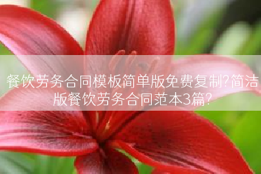 餐饮劳务合同模板简单版免费复制?简洁版餐饮劳务合同范本3篇?