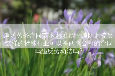 消防劳务合同范本 标准版？消防监控员这样的特殊行业可以签两个公司的合同吗违反劳动法吗？