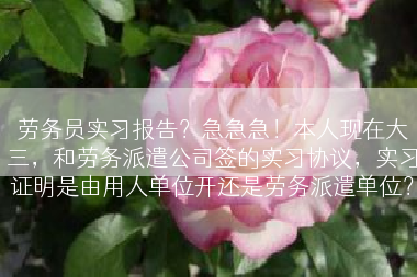 劳务员实习报告？急急急！本人现在大三，和劳务派遣公司签的实习协议，实习证明是由用人单位开还是劳务派遣单位？