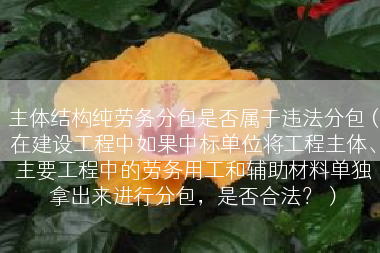 主体结构纯劳务分包是否属于违法分包（在建设工程中如果中标单位将工程主体、主要工程中的劳务用工和辅助材料单独拿出来进行分包，是否合法？）