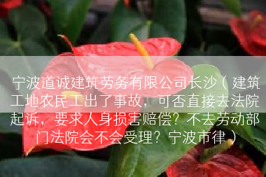 宁波道诚建筑劳务有限公司长沙（建筑工地农民工出了事故，可否直接去法院起诉，要求人身损害赔偿？不去劳动部门法院会不会受理？宁波市律）
