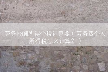 劳务报酬所得个税计算器（劳务费个人所得税怎么计算？）