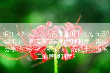 锦江区外来务工人员零星用工劳务市场？建筑中，各劳务班组的管理制度，需要分别的，例如，钢筋工、混凝土、模板工的管理制度？