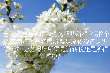 自然人经营所得和劳务报酬所得区别?个体工商户生产经营所得是流转税还是所得税？ 劳务报酬所得是流转税还是所得税?