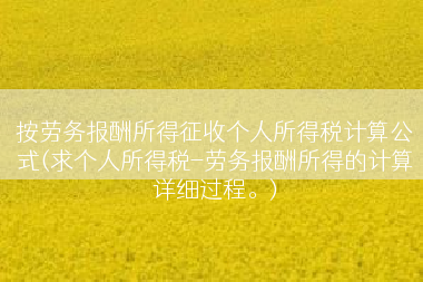 按劳务报酬所得征收个人所得税计算公式(求个人所得税-劳务报酬所得的计算详细过程。)