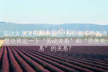 劳动关系劳务关系案例?哪位高手能够清楚地界定一下“劳动关系”和“劳务关系”的关系?
