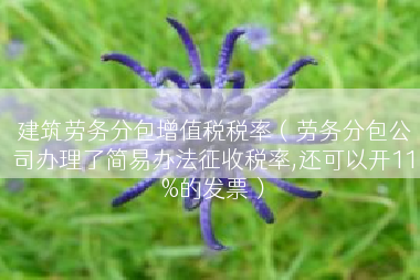 建筑劳务分包增值税税率（劳务分包公司办理了简易办法征收税率,还可以开11%的发票）