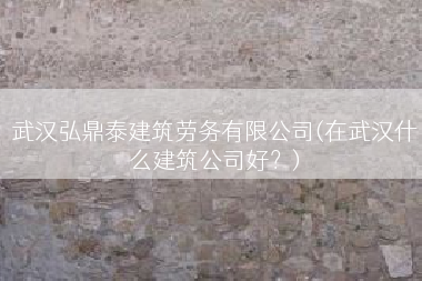武汉弘鼎泰建筑劳务有限公司(在武汉什么建筑公司好？)