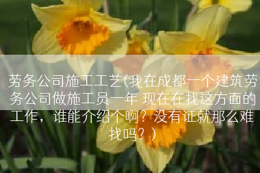 劳务公司施工工艺(我在成都一个建筑劳务公司做施工员一年 现在在找这方面的工作，谁能介绍个啊？没有证就那么难找吗？)