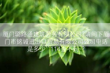 厦门璐路通建筑劳务有限公司?请问下厦门市铭诚进出口贸易有限公司公司电话是多少``114查不到~?