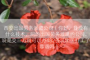 西安出国劳务派遣公司（你好，我没有什么技术，问的出国劳务派遣的公司，说是交三万就可以办482签证出国打工了，靠谱吗）