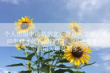 个人出国申请书范文？我是大学生，请问怎样才能出国打工呢，工资是多少，出国费用大概花费多少？