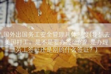 国外出国务工安全管理具体制度(我想去美国打工，是不是要办签证的？是办理劳工签证还是别的什么签证？)