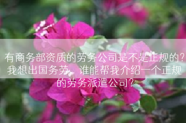 有商务部资质的劳务公司是不是正规的？我想出国务劳，谁能帮我介绍一个正规的劳务派遣公司？